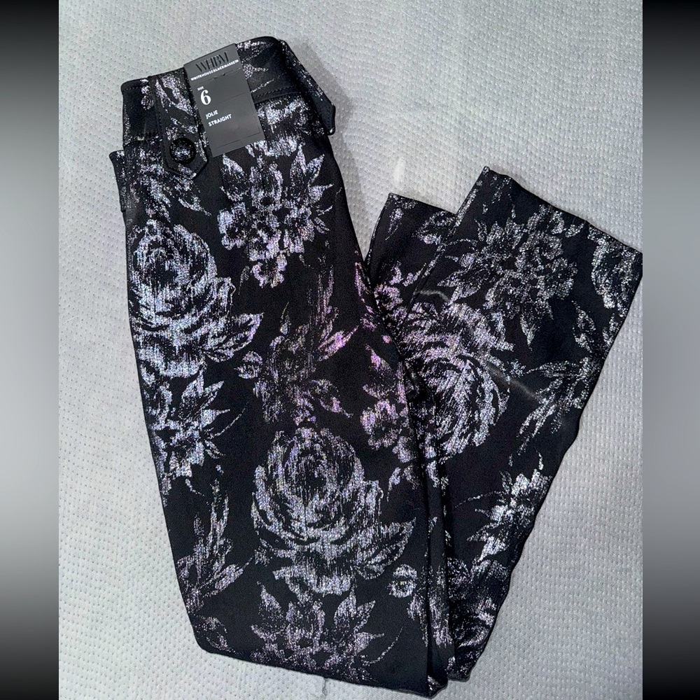 White House black market black floral pants nwt